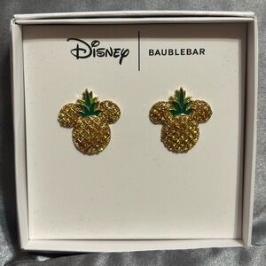 NWT! Baublebar X Disney Mickey Mouse Pineapple Earrings Sparkle Tropical